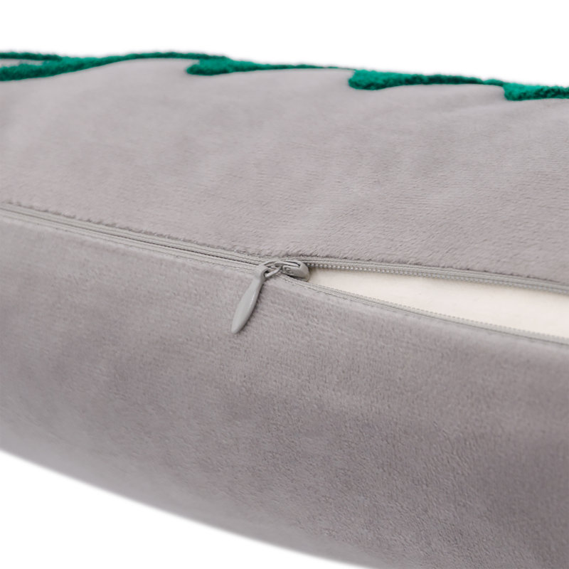 Housse de coussin en velours brodé , Vert / gris