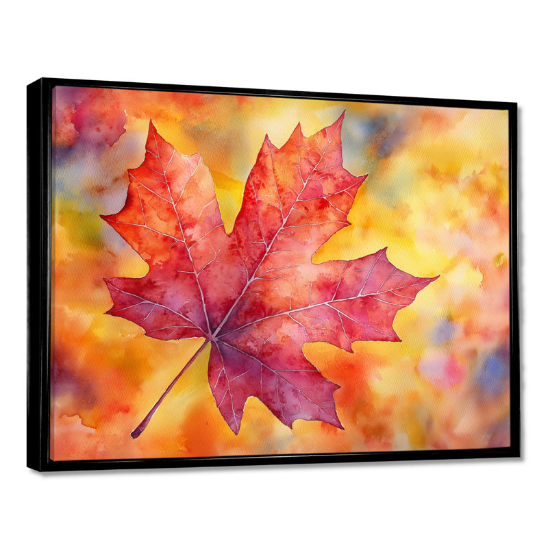 Automne, feuille d'érable I - feuilles, art mural, H 30 po x l 40 po, Noir, Picture Framed