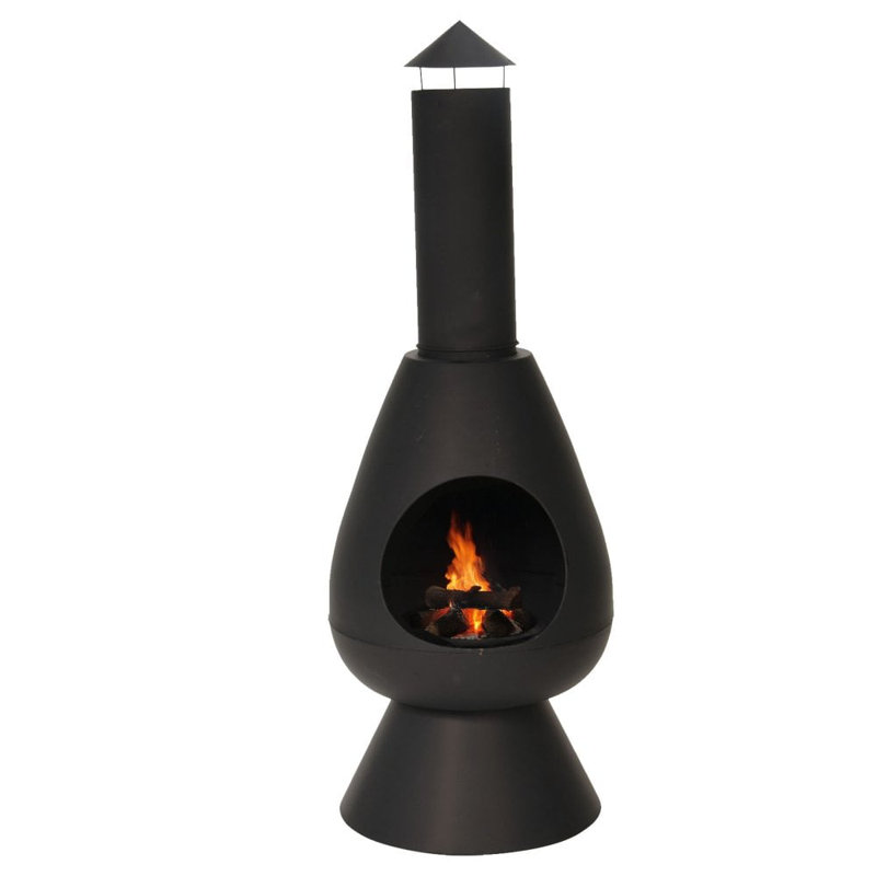 Oval Steel Wood Burning Smokeless Chimnea, Black