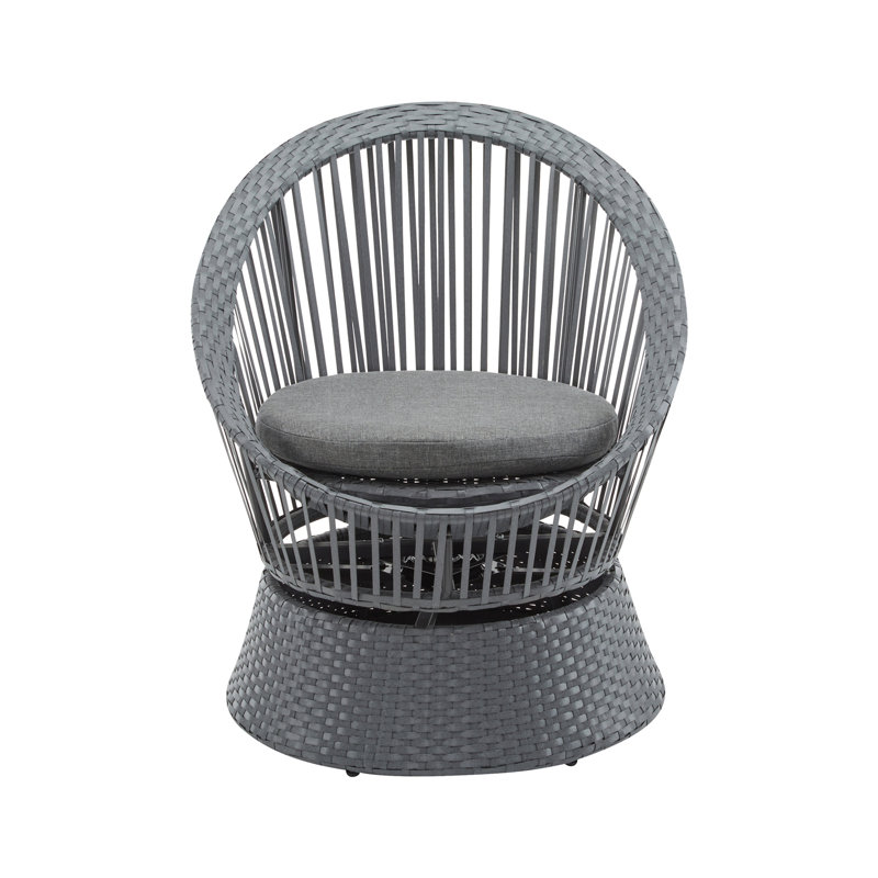 Chaise longue moderne en osier 26,7 "avec structure en rotin et en fer