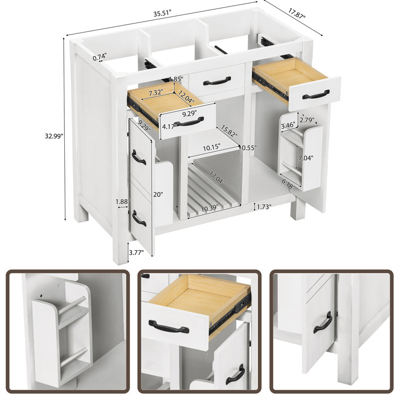 35.5'' Single Bathroom Vanity Base Only, White