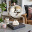 Sculpture globe décoratif en verre avec base en marbre pour décoration intérieure - carte moderne en métal pour le salon ou le bureau - 13 po, brun