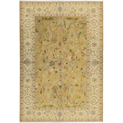 Tapis beige noué à la main de haute qualité