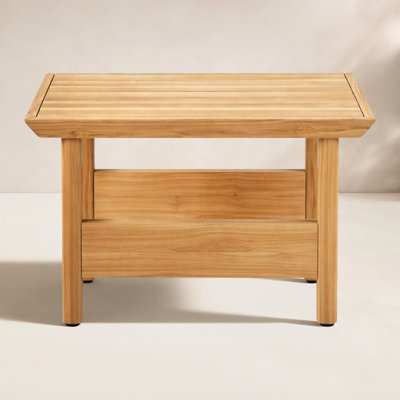 Everlee Solid Teak Outdoor Rectangular Side Table