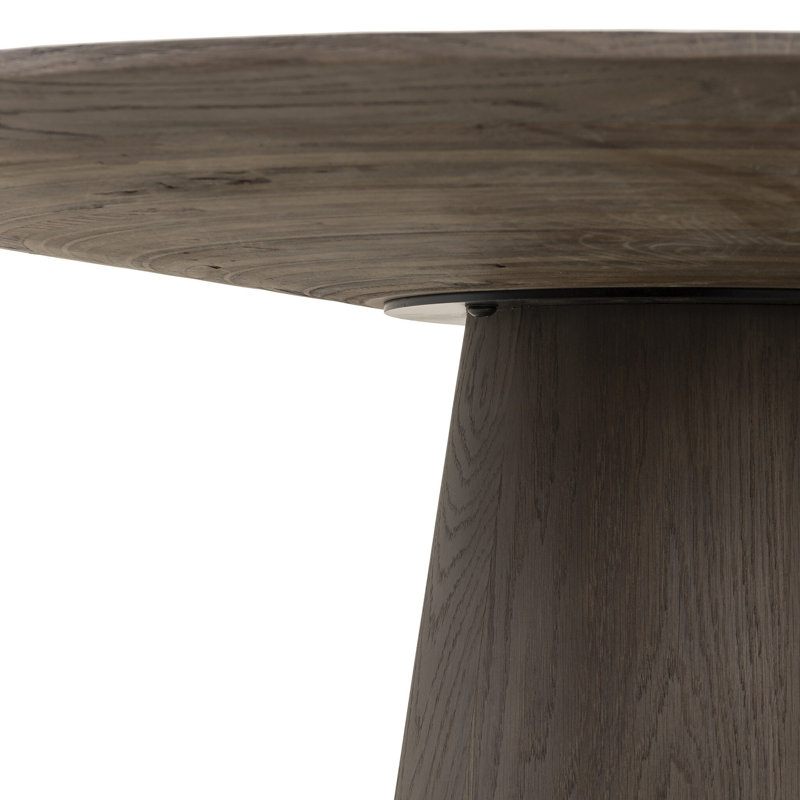 Skye Round Dining Table 42"-Weathered Dark Oak, White Marble/Weathered Dark Oak