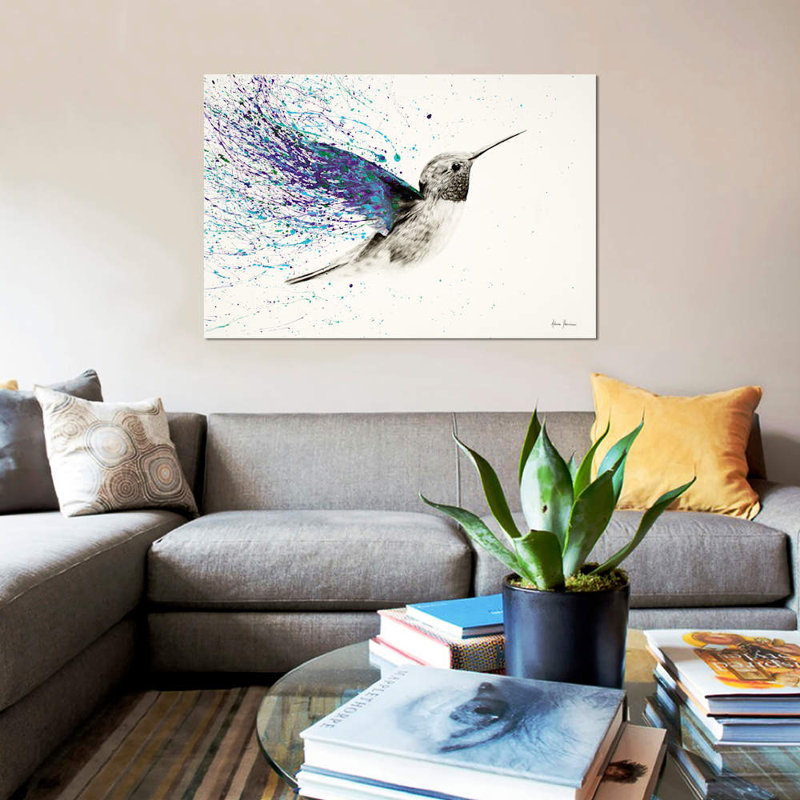«Hummingbird Garden», impression sur toile, H 12 po x l 18 po x P 1,5 po, Toile tendue, Pas de tapis