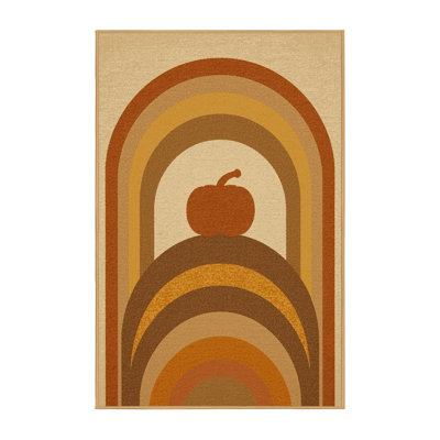 Soft Plush Finnell Thanksgiving Modern & Contemporary Abstract Area Rug in Brown – LightBrown Binding