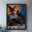 Reproduction d'art encadré noir et noir rétro Raven and Roses-885103926