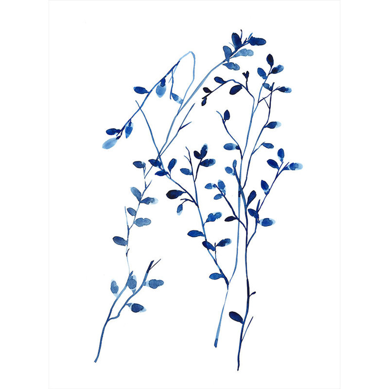 Foglie Blu III Print by Barclay Butera, 32" H x 24" W x 1.5" D, Glass Coat