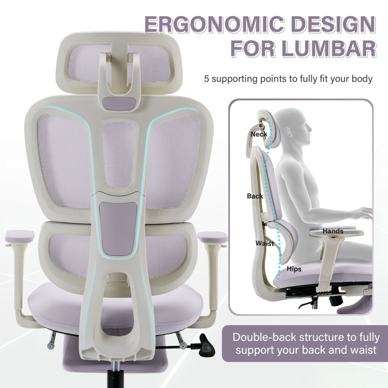 Chaise de bureau Milhollen, Mauve