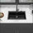 Quartz Kitchen Sink - 33X22" Black Granite Composite Drop In Kitchen Sink