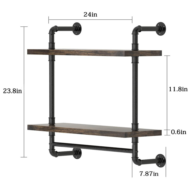4 Wall Towel Rack, Brown