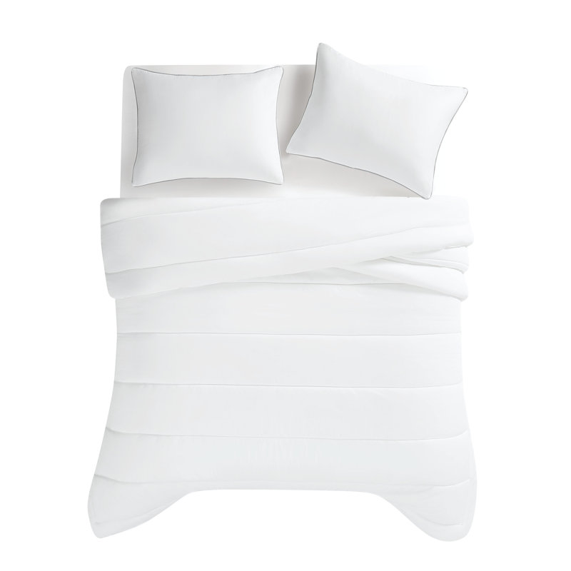 Christian Siriano NY Cotton Sateen 2 Piece Comforter Set, Twin XL Comforter + 1 Standard Sham, White