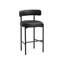 30" Faux Leather Upholstered Bar Stool with Curved Back and Metal Frame-354249204-354249211