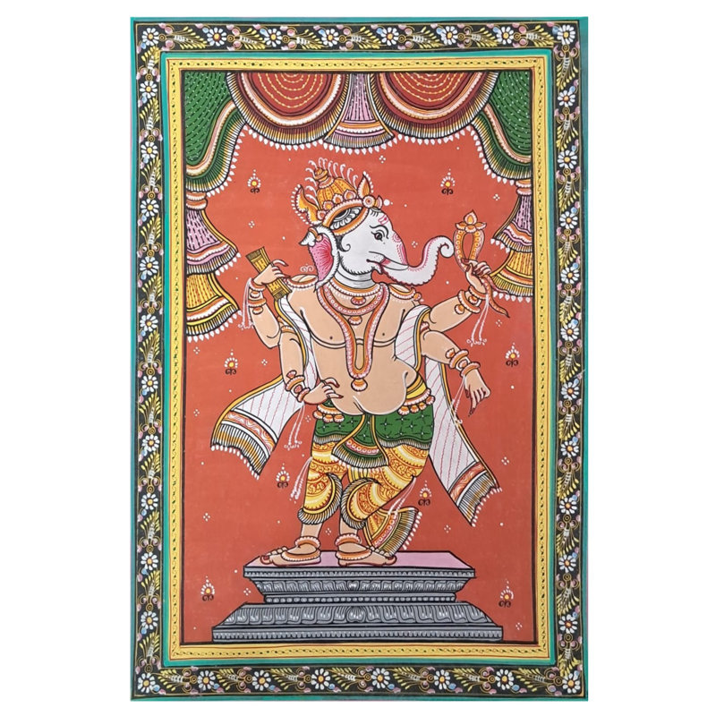 Ganesha debout | Couleurs de pierre naturelle | Par Surendra Nath Swain