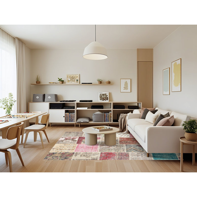Wool Patchwork Indoor Rug, Rectangle 7' x 9'