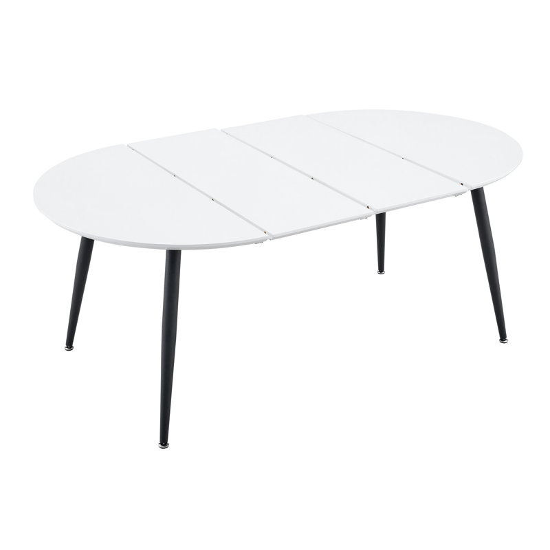 Utilisant un mécanisme télescopique intelligent, ce plateau de table en panneau de fibres à densité moyenne blanc est jumelé à des pieds en métal noir, ce qui donne une surface lisse et délicate. Sa conception unique crée une douceur.