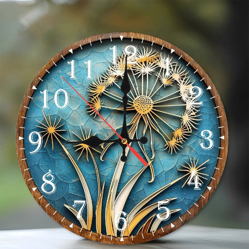 Horloge murale en bois 10 po, mouvement silencieux, à piles (piles AA non incluses), décor artistique, parfait pour les décorations