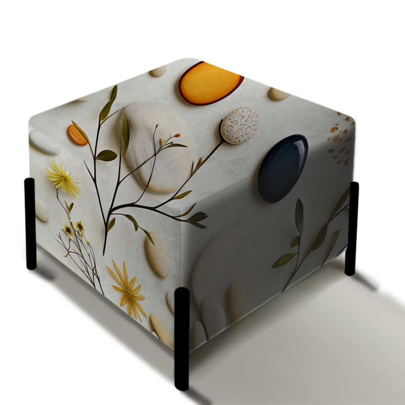 Seren Stones, motif zen pour spa - repose-pieds carré botanique