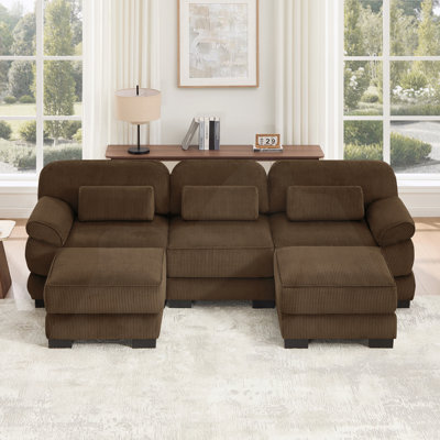 Canapé modulaire surdimensionné en U surdimensionné, canapé 3 places avec 2 repose-pieds, coussins de siège épais et confortables