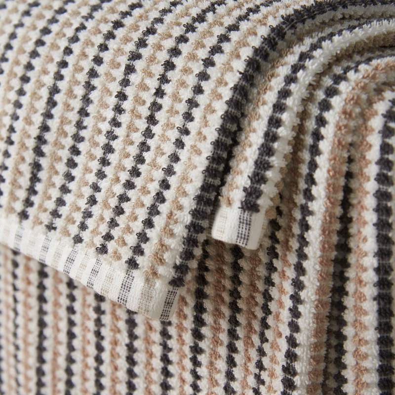 Rice Weave Stripe Cotton Bath Sheet, Grey