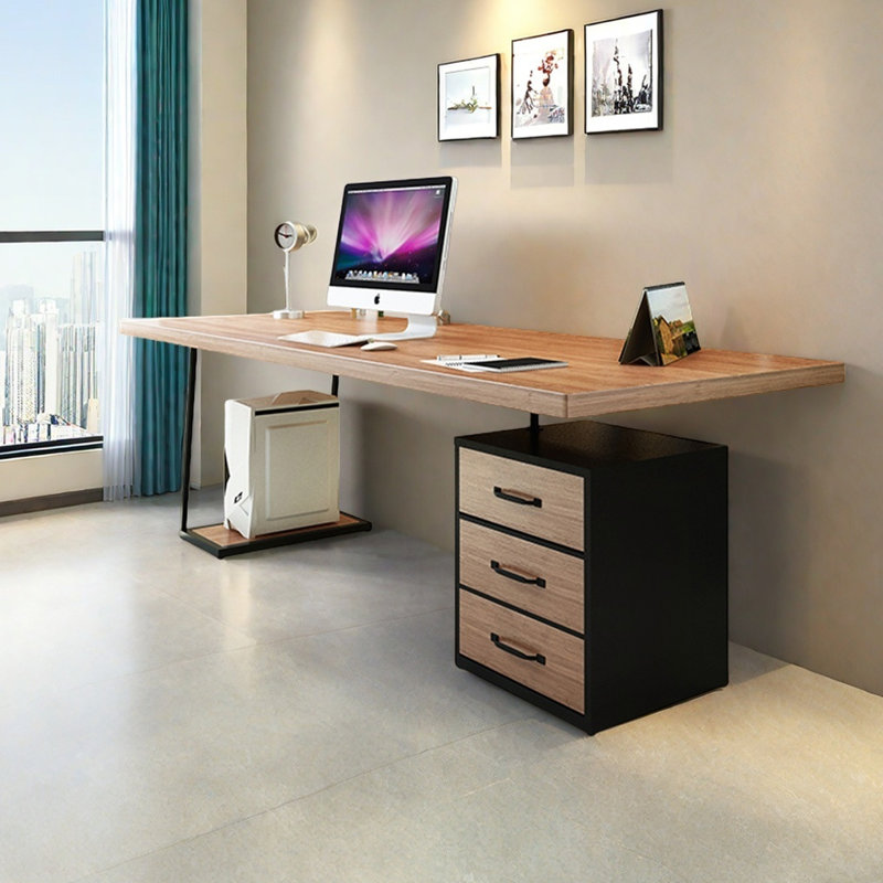 Tiroirs de bureau rétro en bois massif, H 29,53 po x l 70,87 po x P 31,50 po