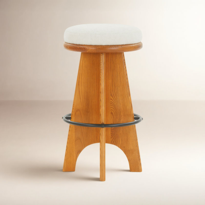 Bellarita Round Stool, Bar Stool (29” Seat Height), Walnut