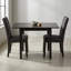 Ensemble de table à manger rectangulaire en bois noir et tissu lin avec rallonge papillon et 2 chaises Parson rembourrées