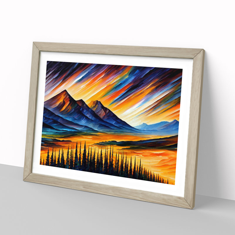 Mountains Scene Vol.2 Abstract - Framed Print, 46cm H x 64cm W x 2cm D, Oak Framed