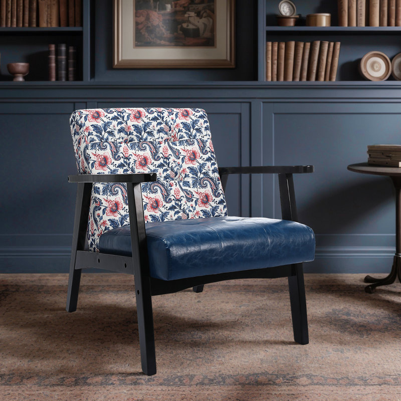 Deveral Faux Leather Armchair, Floral, Blue Floral
