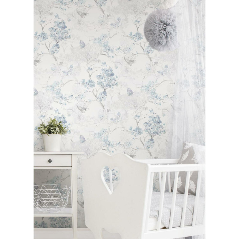 Papier peint pelez et collez, Bleu / blanc