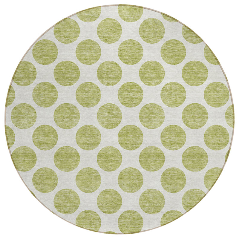 Tapis rond lavable à pois 8 po