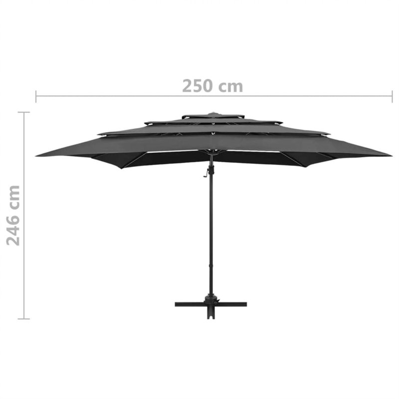 Castiel 250cm Parasol, Anthracite