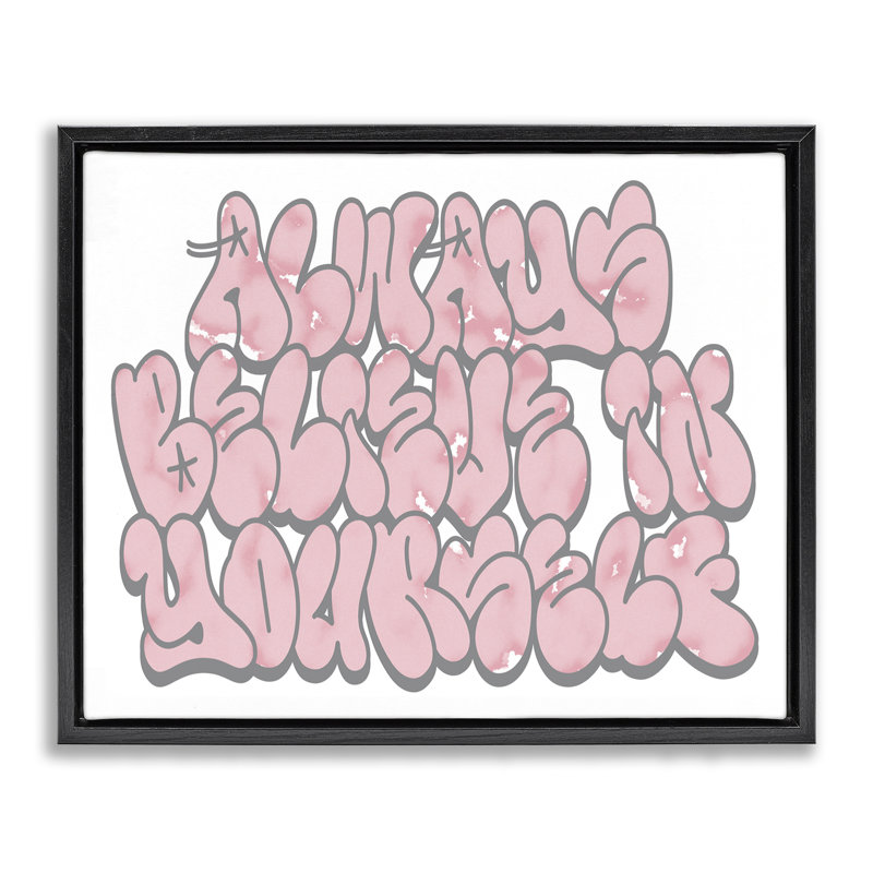 Believe in Yourself Graffiti Floating Frame, design by Marcus Prime, Jet Black Floater Frame, 17" H x  21" W