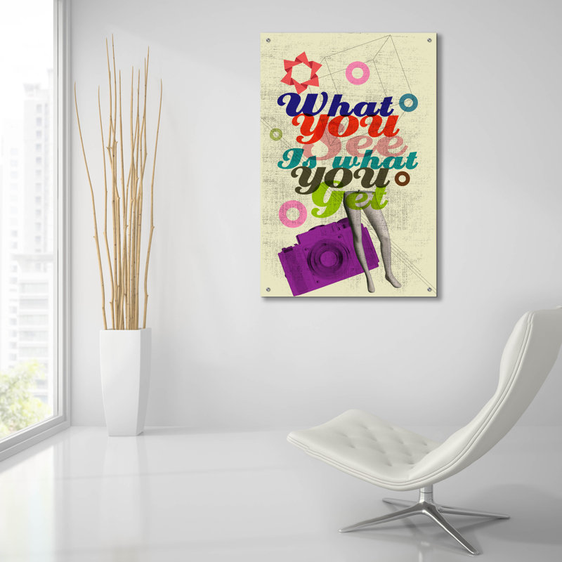 «What You See Is What You Get» par Elo Marc, art mural en verre acrylique, H 36 po x l 24 po