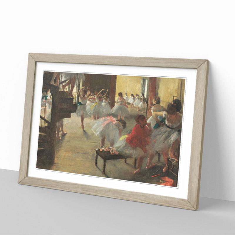 The Ballet Ballerina Dancers in Class by Edgar Degas - Picture Frame Painting, 27cm H x 36cm W x 2cm D, Oak