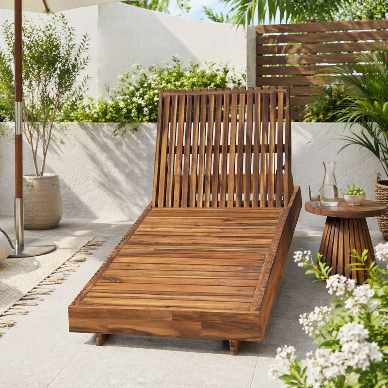 Chaise longue d'extérieur avec dossier réglable à 6 positions