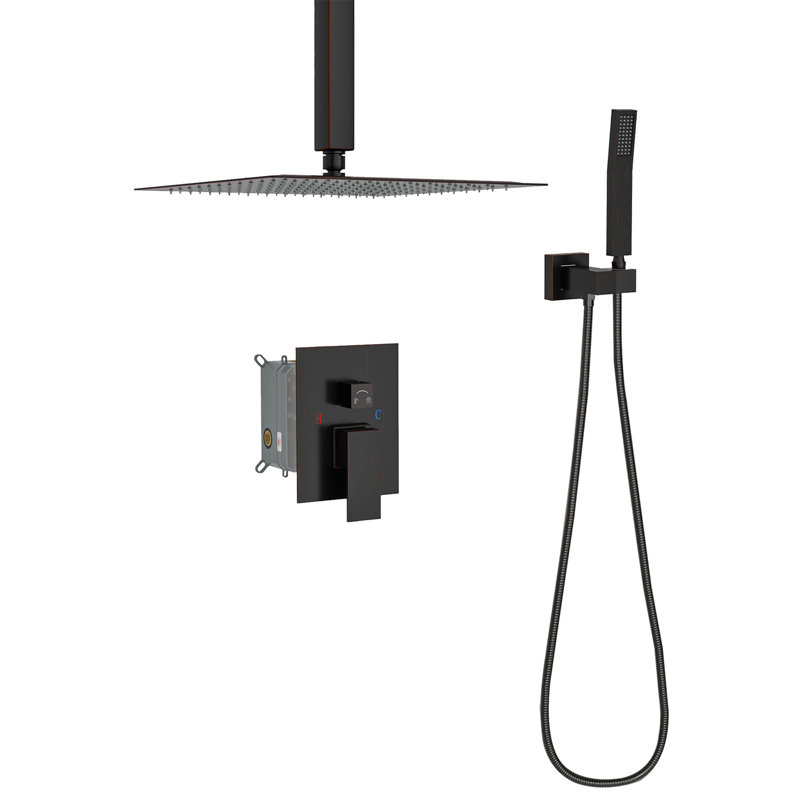 Topcraft 10-Inch Ceiling Mount Square Shower System With Rough-In Valve, Oil Rubbed Bronze