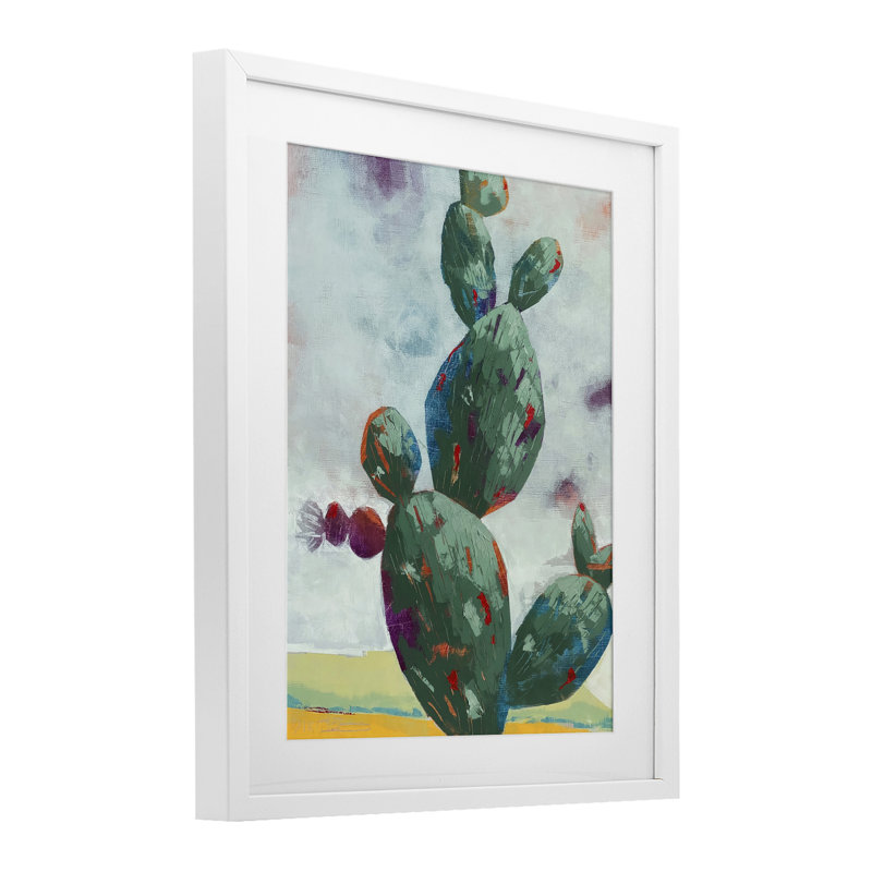 «Stand Tall Cacti», impression par Dianna Fritzler, H 21 po x l 17 po, Cadre blanc côtier