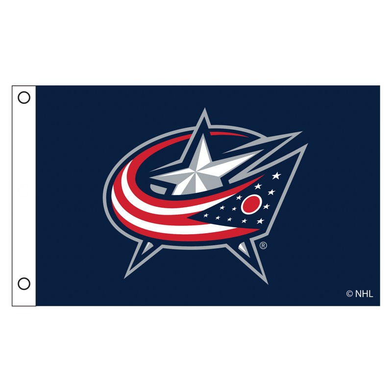 Drapeau de maison en polyester à double face H 36 po x l 60 po, Rouge / Blanc / Bleu, Columbus Blue Jackets