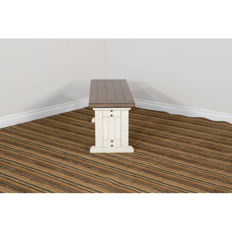 Edenbridge Wood Dining Side Bench, Marble White/Buckskin