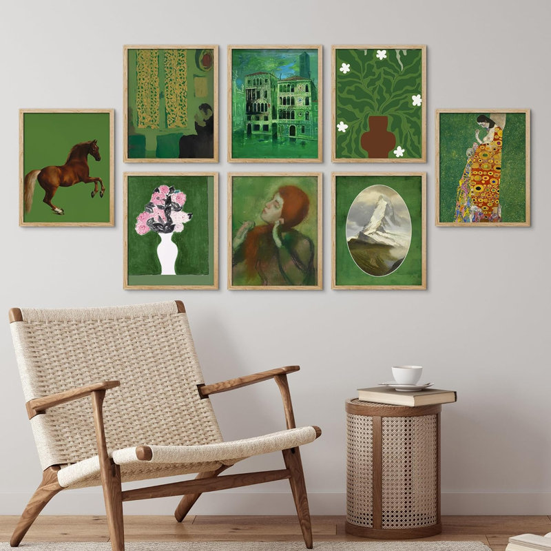 Gustav Klimt Kiss, fleurs, cheval, paysages abstraits, rétro, impression sur papier, 8 pièces, L 11 po x H 14 po