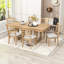 7Pcs Extendable Wooden Dining Table Set with Move Leaf and Upholstered Chairs-890956312-890956311