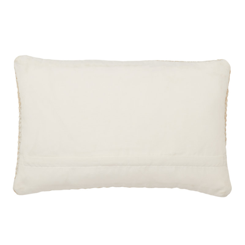 Taupe and Beige Embroidered Rectangular Lumbar Pillow