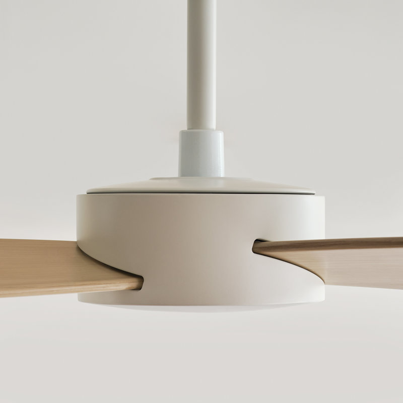 Visual Comfort Fan Paddle Smart 60 Indoor Ceiling Fan with Threaded Downrod, Oak ABS blades and Handheld Remote, Matte White