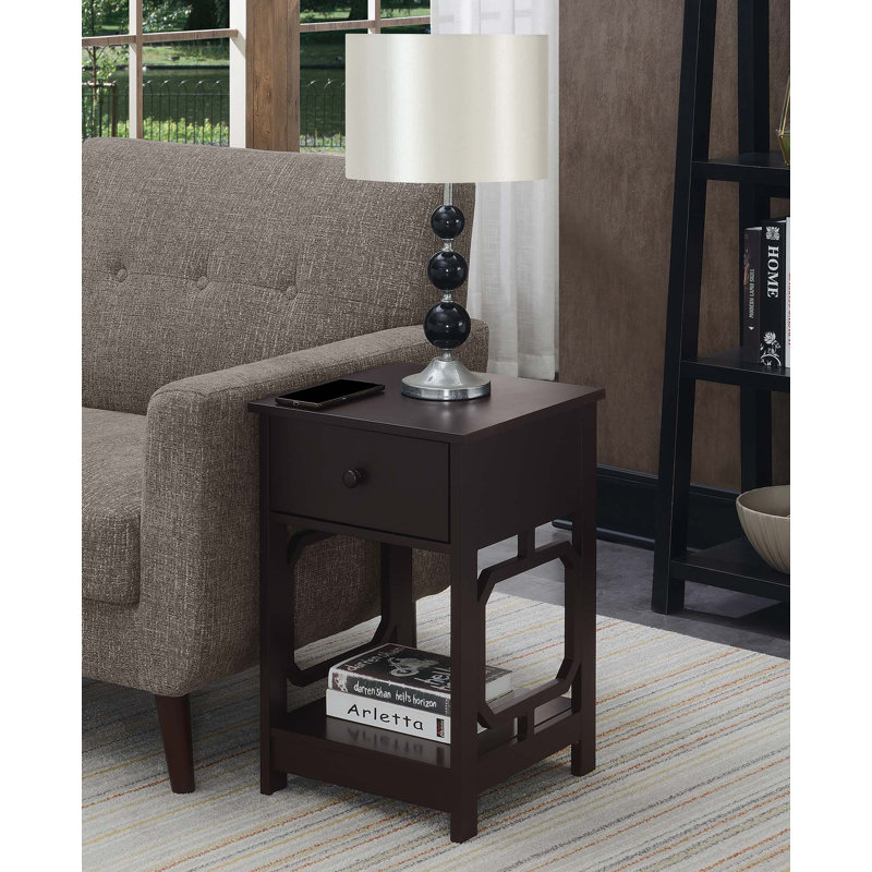Gerde End Table with Storage, Espresso