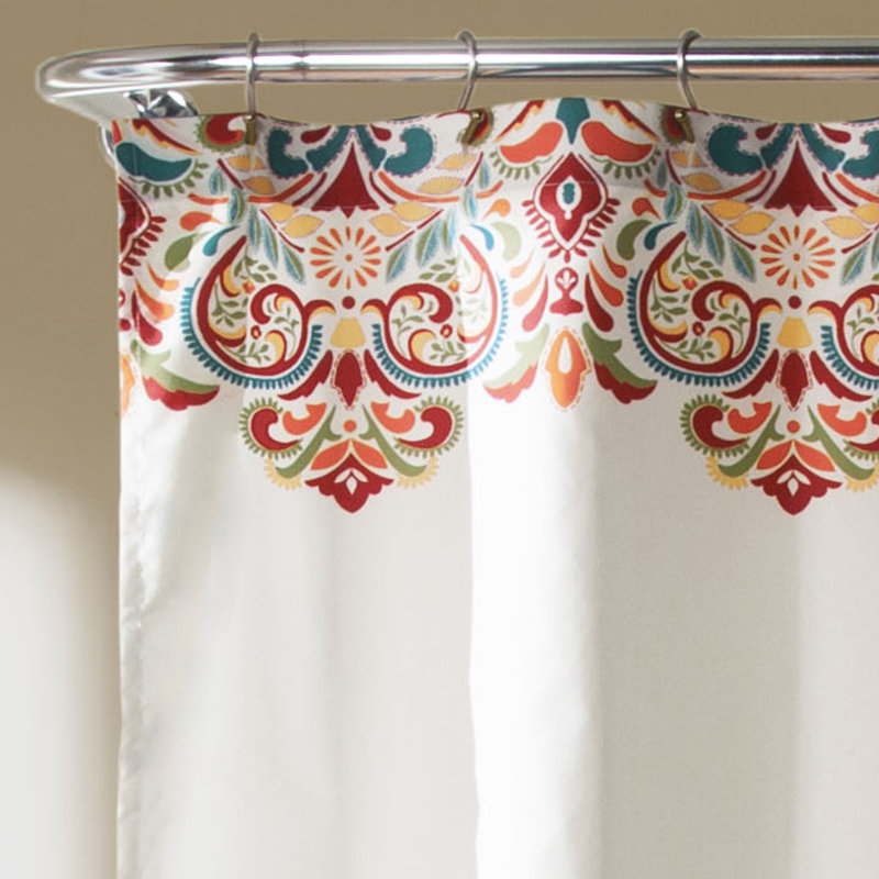 Bridgetown Polyester Shower Curtain, Turquoise/Tangerine