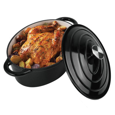 Cast Iron Oval Dutch Oven – 4.5‑qt Enameled Soup Pot With Lid, Non‑stick Coating, Compatible With Ceramic, Gas, Induction & Grill, For Stewing, Baking & More