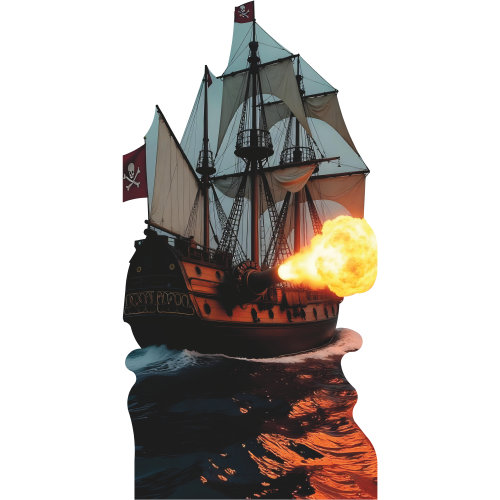 SP13477 Bateau pirate tirant des canons