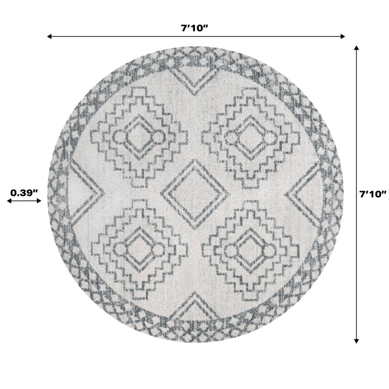 Amir Moroccan Beni Souk Cream/Gray Rug, Round 7'10"